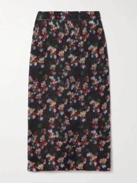BERNADETTE Edouard Floral-print Mohair-blend Midi Skirt