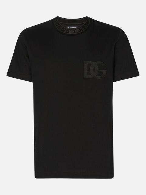 Cotton round-neck T-shirt with DG embroidery