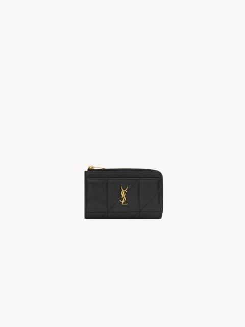 SAINT LAURENT JAMIE ZIP CARD CASE IN LAMBSKIN