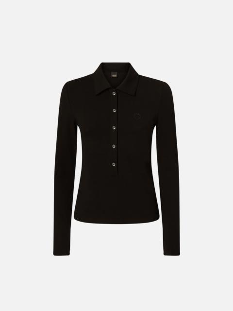 PINKO LOGO EMBROIDERY LONG-SLEEVED POLO SHIRT
