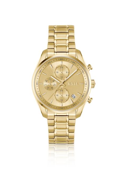 BOSS GOLD-TONE MULTIFUNCTION WATCH WITH CURVED CASE