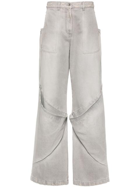 grey mid-rise wide-leg jeans