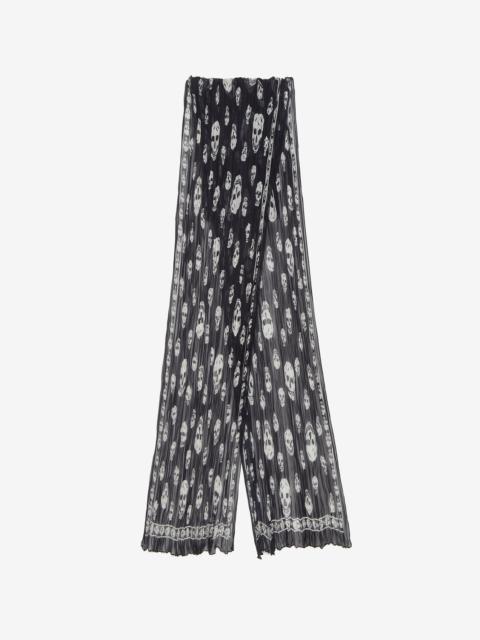 Alexander McQueen Women's Pleated Skull Scarf in Black/Ivory