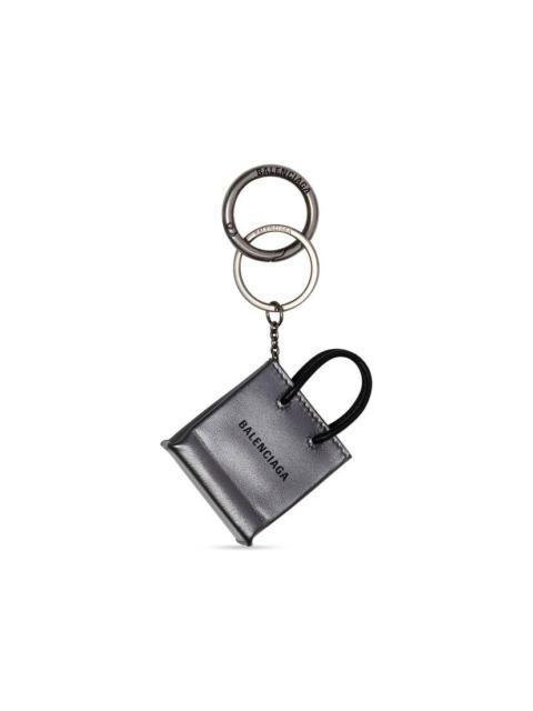 BALENCIAGA Mini Shopping Keychain in Silver