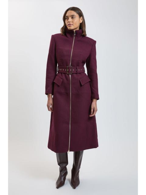 KAREN MILLEN Wool Tailored Corset Detail Maxi Coat