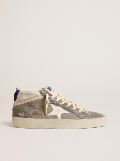 Mid Star in gray nylon and nappa leather with white leather star
