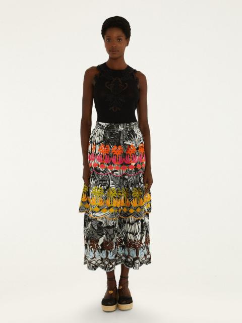 FARM RIO Black Ruta Layered Lenzing Ecovero Euroflax Maxi Skirt