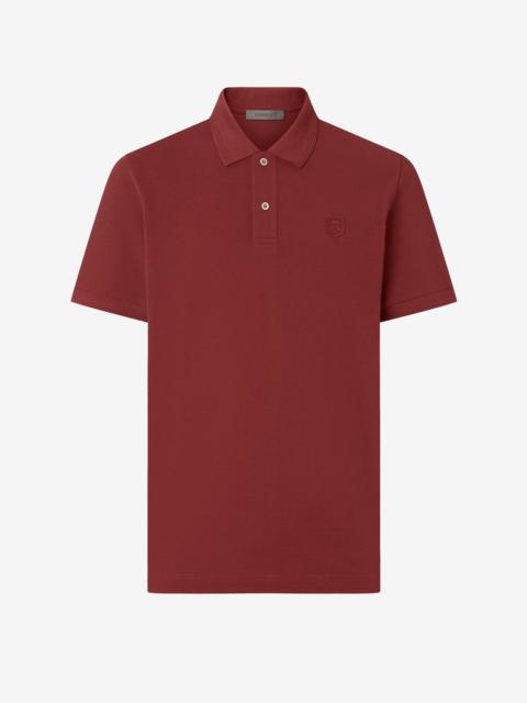 CORNELIANI Burgundy button-up cotton pique polo shirt