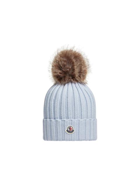Moncler Moncler Wool Pom Pom Beanie Light Blue
