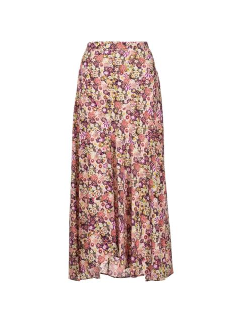 floral-print high-waisted skirt