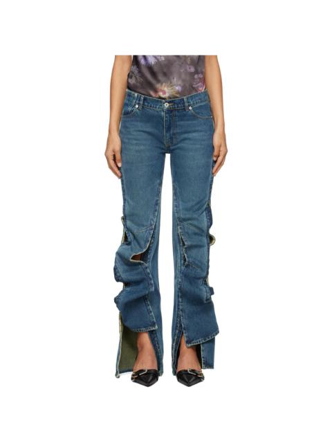 Y/Project Blue Hook and Eye Slim Jeans