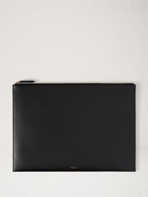 Mulberry Large Zipped Flat Pouch Black Small Classic Grain