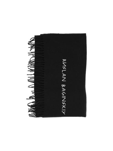 RUSLAN BAGINSKIY logo-embroidered fringed wool scarf