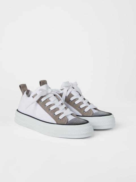 Brunello Cucinelli Knit and suede sneakers with precious toe