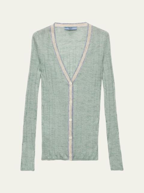 Prada Ribbed Cashmere Silk Cardigan