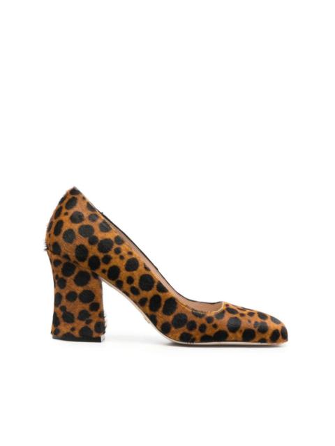 Curveblock leopard-print pumps