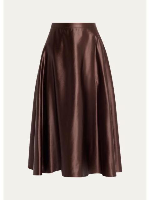 WILLY CHAVARRIA Lorretta Satin Midi A-Line Skirt
