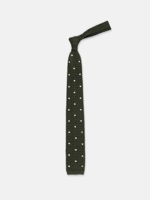 J. PRESS MADE-IN-ITALY GREEN & WHITE DOTS SILK KNIT TIE