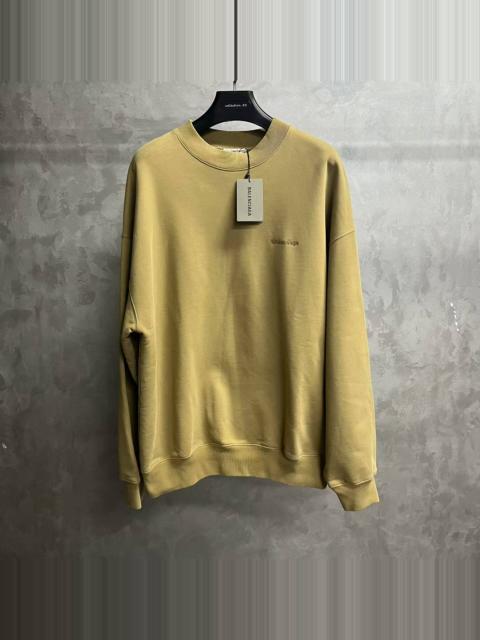 BALENCIAGA Balenciaga Khaki Embroidered Crew Neck Sweater