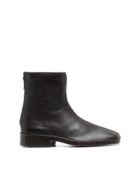 square-toe leather boots