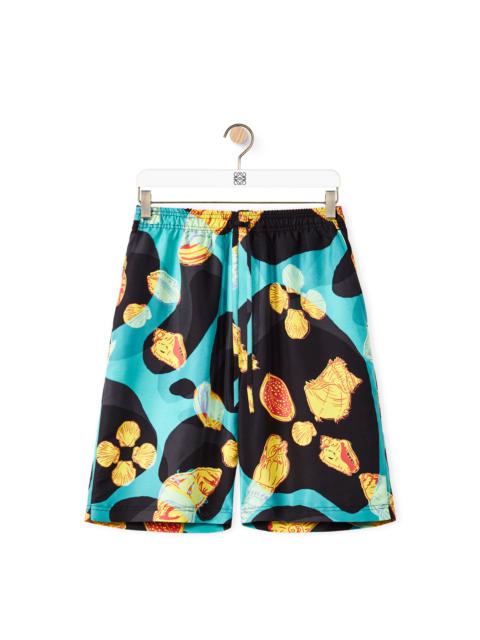 Loewe Shell print drawstring shorts in silk