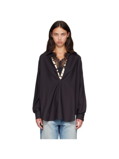 ssstein Black Pima Cotton Oversized Skipper Shirt