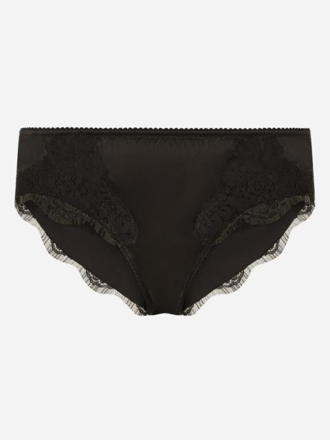 Satin briefs with lace detailing