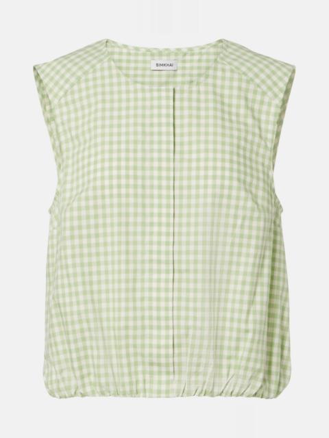 SIMKHAI Gingham cotton-blend top