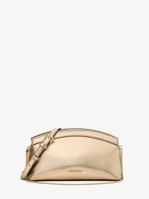 MICHAEL KORS Athena Small Metallic Leather Convertible Clutch