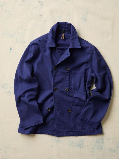 Drake's French Blue Cotton Serge Double-Breasted Chore Coat