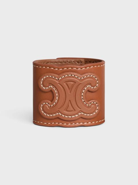 CELINE Triomphe Hair Cuff in Calfskin and Brass with Gold Finish