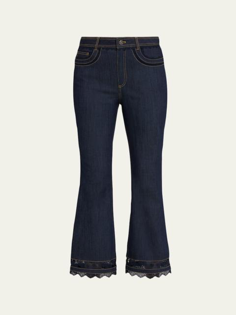 Cinq à Sept Stevie Guipure Lace Crop Flare Jeans