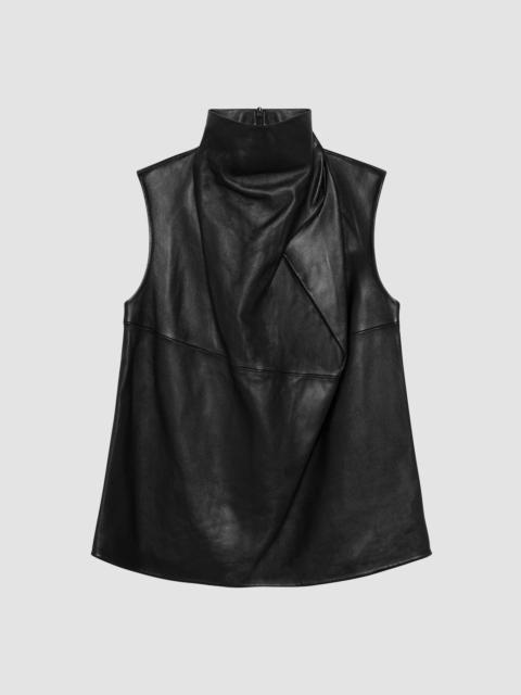 SIMKHAI Women's Halley Cowlneck Leather Top - Black