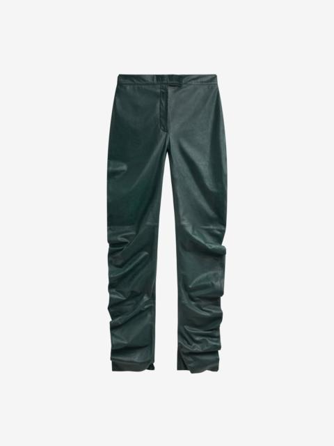 The Frankie Shop Jessa Leather Ruched Pants - Bottle Green