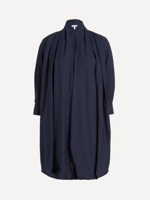 Navy Blue Draped Balloon Mini Dress