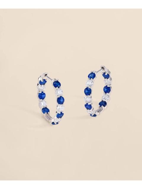 Brooks Brothers 1 CT. Lab-Grown Diamond 3mm Sapphire 14k White Gold Hoop Earrings