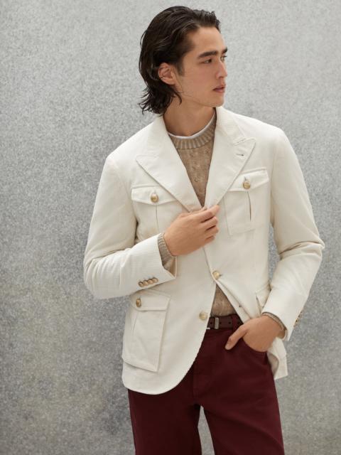 Brunello Cucinelli Sea Island Cotton corduroy deconstructed blazer with safari-style pockets