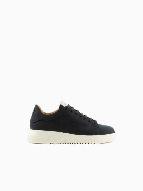 EMPORIO ARMANI Nubuck sneakers with knurled soles