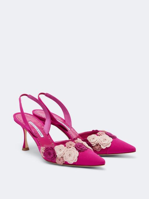 Manolo Blahnik Svemuta floral-appliqué slingback pumps