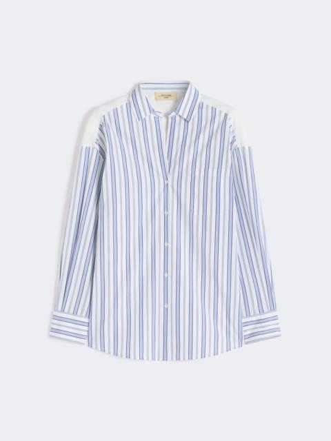 WEEKEND Max Mara Striped cotton shirt with eyelet lace - NAVY
