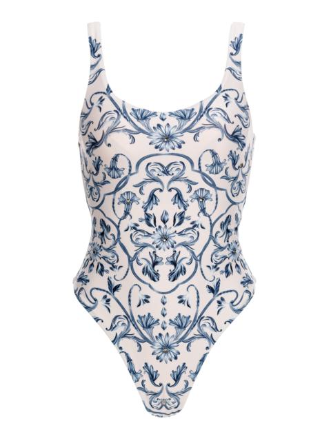 Agua by Agua Bendita Gema Printed One-Piece Bathing Suit white