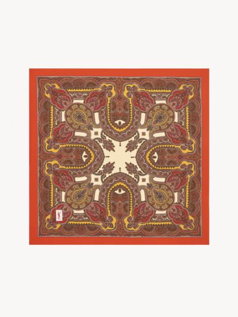 SAINT LAURENT SQUARE SCARF IN PAISLEY SILK TWILL