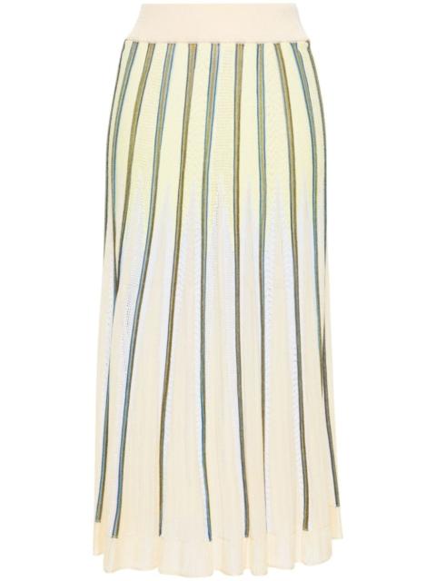forte_forte striped pointelle-knit skirt