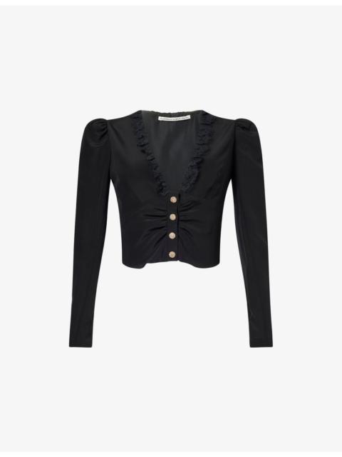 Alessandra Rich Bustier Ruffled Silk Top