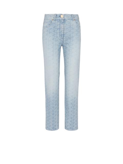 Balmain Monogrammed straight-cut denim jeans