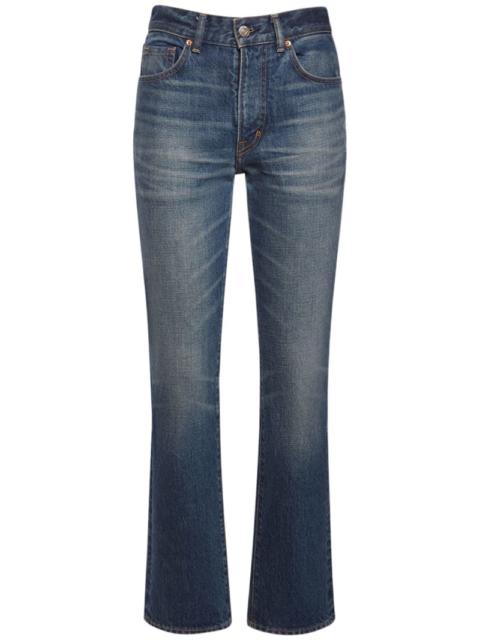 Stonewashed denim midrise straight jeans