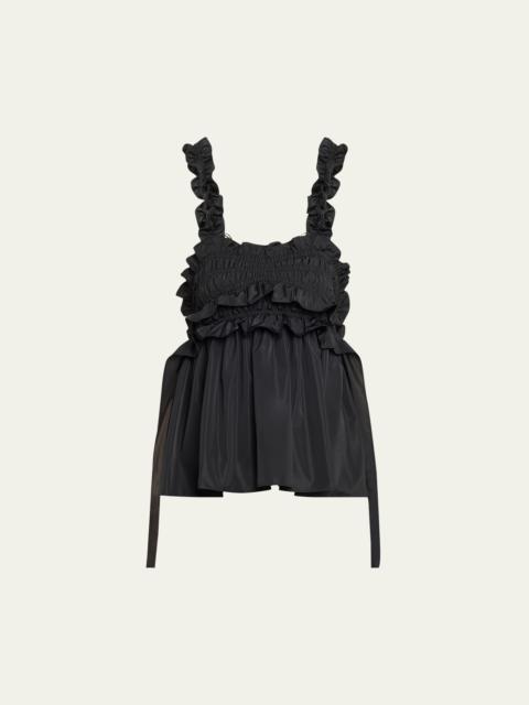 CECILIE BAHNSEN Gia Smocked Ruffle Strap Top
