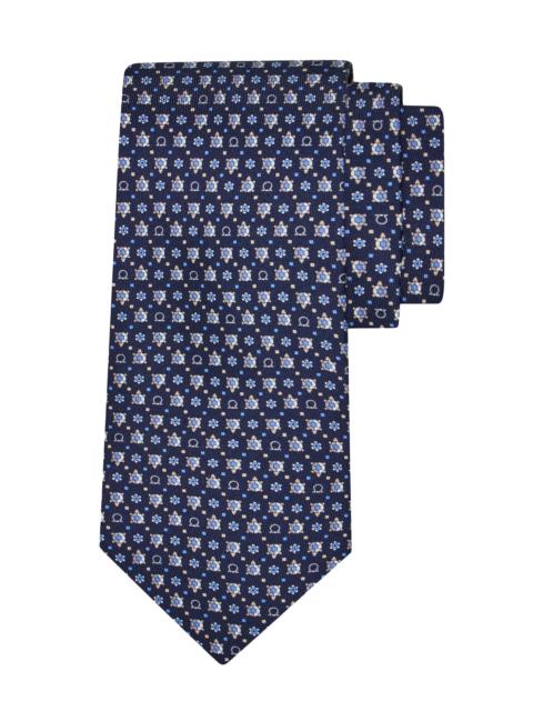 FERRAGAMO Men's Nuga Silk Turtle Tie - Navy Azzurro