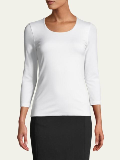 AKRIS Fitted 3/4-Sleeve Stretch-Jersey Top