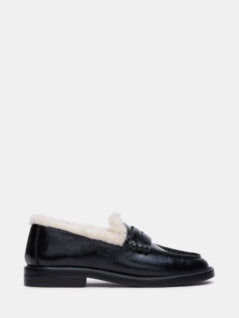STEVE MADDEN MADISON FAUX FUR BLACK LEATHER
